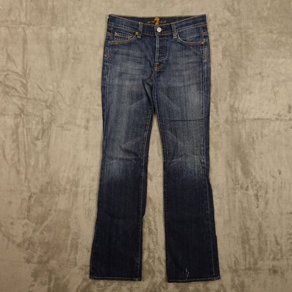 7 for all mankind jeans mid rise bootcut women's 27 blue denim - Picture 1 of 15